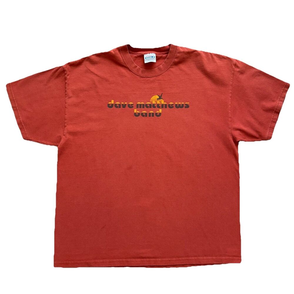 Vintage Dave Matthews Band Shirt XL Orange DMB Tour Birds Y2K Double Sided